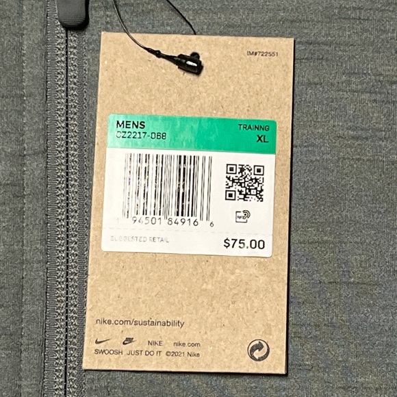 Nike Yoga Jacket Mens XL Gray Dri-FIT Full Zip Hoodie Lightweight CZ2217-068 NEW - Picture 4 of 4